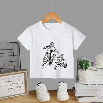 Kids outdoor motorcycle pattern summer short sleeved baby and toddler cotton T-shirt Boys girls comfortable casual top Cotton T-