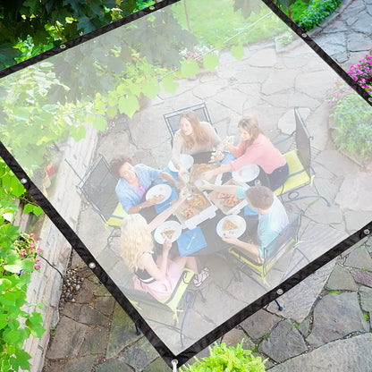 Clear Waterproof Polyester Tarp with Reinforced Grommets - Versatile Protection for Gardens, Patios, and Outdoor Adventures