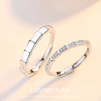 Elegant The Love Of Bamboo Knots Open Rings For Women Exquisite Micro Zircon Setting Silver Color Young Girls Party Jewelry N764