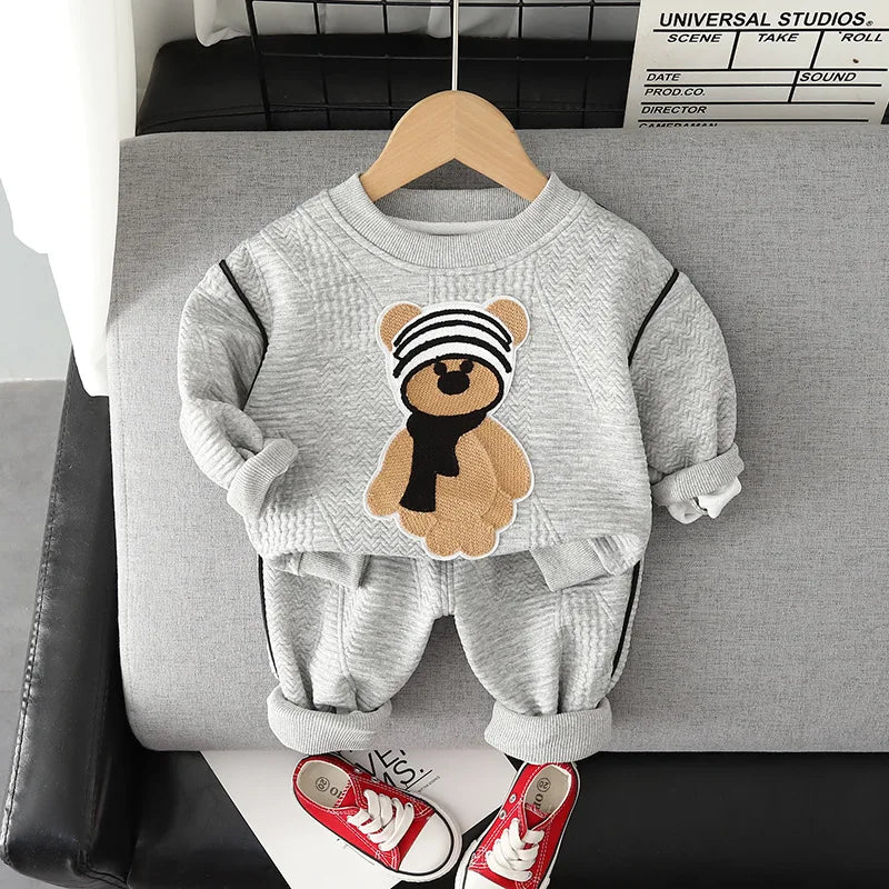 Spring Autumn Baby Boy Clothes 18 Months Cartoon O-neck Pullover Long Sleeve Hoodies Pants Toddler Outfits Girls Clothing Sets