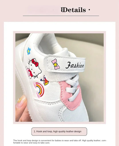 LED Kids Shoes for Girls Cute Cartoon Hello Kitty Shoes Baby Girl Kawaii Canvas Shoes Soft Bottom Sneakers Casual Shoes