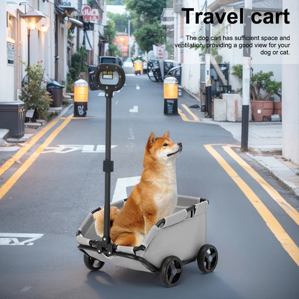 4 Wheels Lightweight Foldable Dog Teddy Stroller Dog Cat Pet Rolling Carrier for Small Pets Outings Folding Carriage Stroller