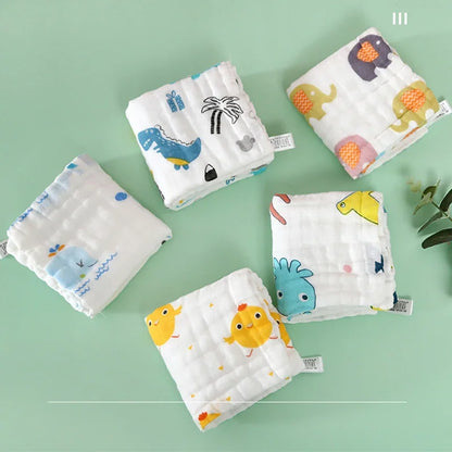 1/3Pcs Baby Towel Face Washcloth Muslin Squares Cotton Hand Wipe Six Layers Gauze for Bathing Feeding Kids Handkerchief 25x25cm