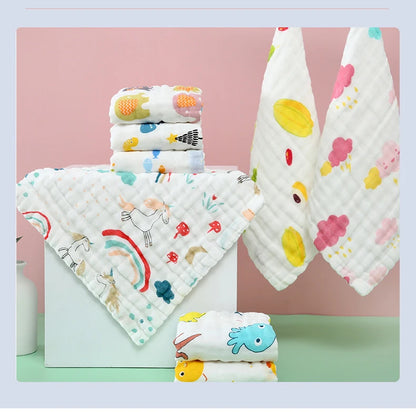 1/3Pcs Baby Towel Face Washcloth Muslin Squares Cotton Hand Wipe Six Layers Gauze for Bathing Feeding Kids Handkerchief 25x25cm