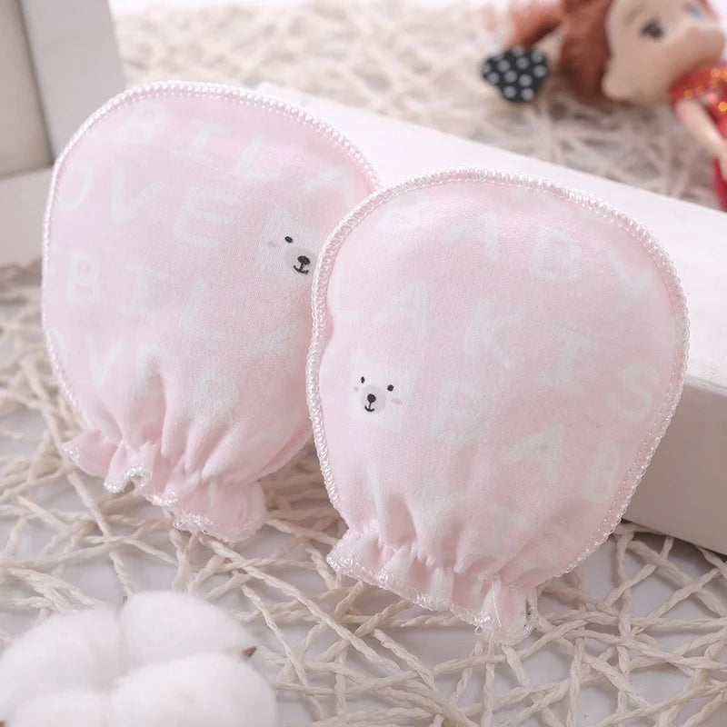 5 Pairs Anti-Scratch Gloves For Babies Cotton Cute Newborn Mittens 0-3 Months Baby Boy Girl Accessories