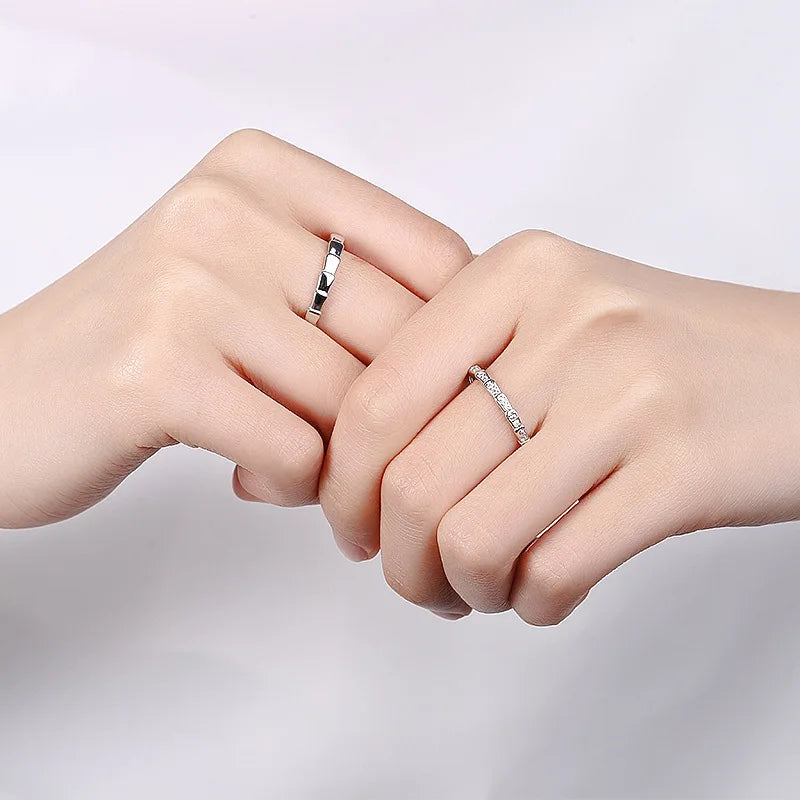 Elegant The Love Of Bamboo Knots Open Rings For Women Exquisite Micro Zircon Setting Silver Color Young Girls Party Jewelry N764