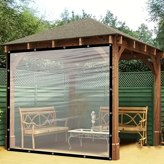 Clear Waterproof Polyester Tarp with Reinforced Grommets - Versatile Protection for Gardens, Patios, and Outdoor Adventures