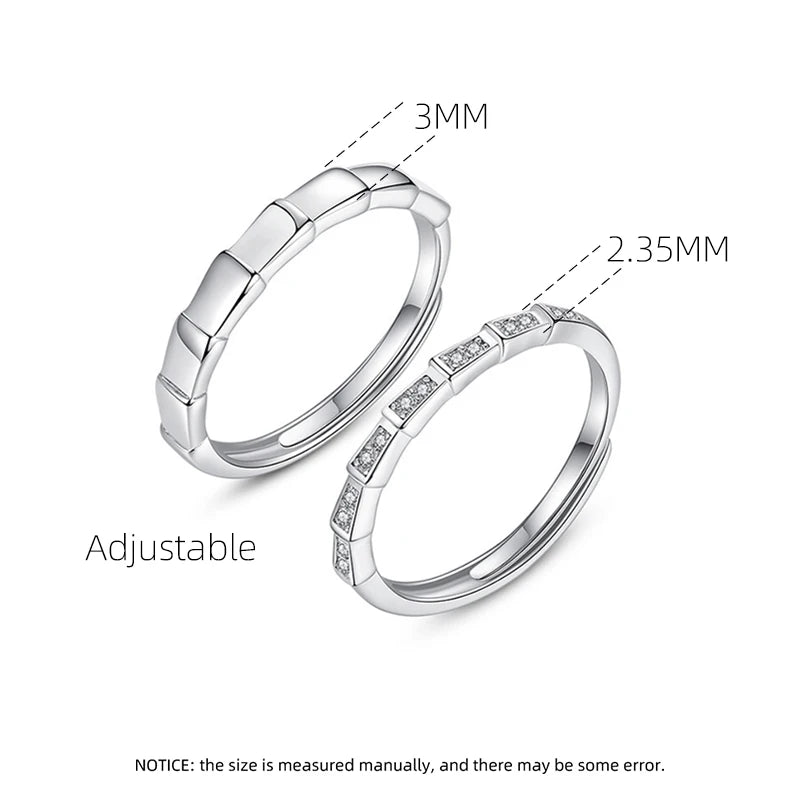 Elegant The Love Of Bamboo Knots Open Rings For Women Exquisite Micro Zircon Setting Silver Color Young Girls Party Jewelry N764