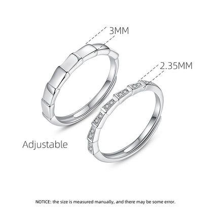 Elegant The Love Of Bamboo Knots Open Rings For Women Exquisite Micro Zircon Setting Silver Color Young Girls Party Jewelry N764