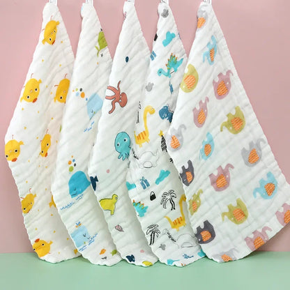 1/3Pcs Baby Towel Face Washcloth Muslin Squares Cotton Hand Wipe Six Layers Gauze for Bathing Feeding Kids Handkerchief 25x25cm