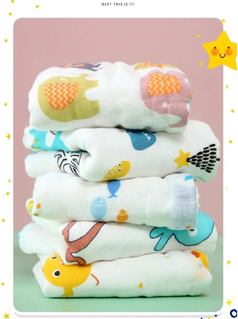 1/3Pcs Baby Towel Face Washcloth Muslin Squares Cotton Hand Wipe Six Layers Gauze for Bathing Feeding Kids Handkerchief 25x25cm