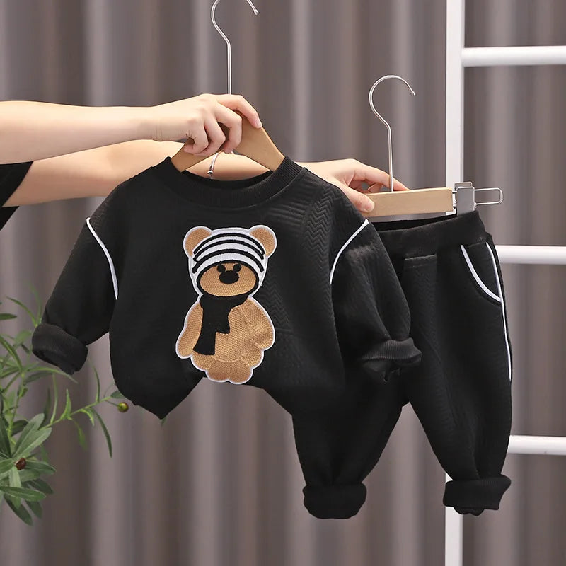 Spring Autumn Baby Boy Clothes 18 Months Cartoon O-neck Pullover Long Sleeve Hoodies Pants Toddler Outfits Girls Clothing Sets