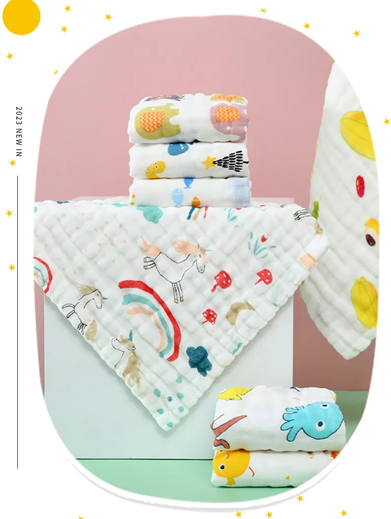 1/3Pcs Baby Towel Face Washcloth Muslin Squares Cotton Hand Wipe Six Layers Gauze for Bathing Feeding Kids Handkerchief 25x25cm