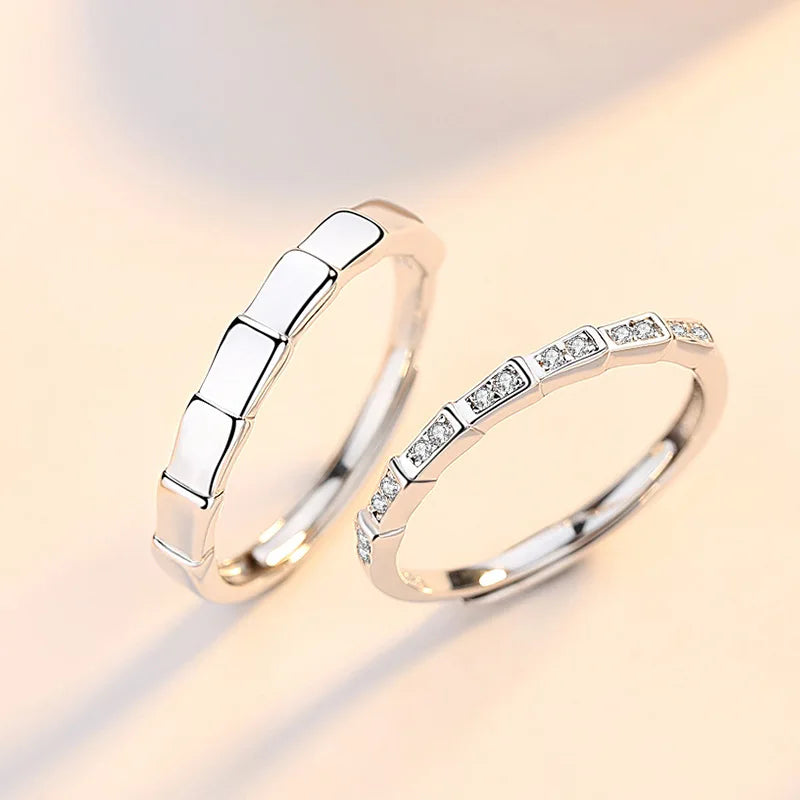 Elegant The Love Of Bamboo Knots Open Rings For Women Exquisite Micro Zircon Setting Silver Color Young Girls Party Jewelry N764